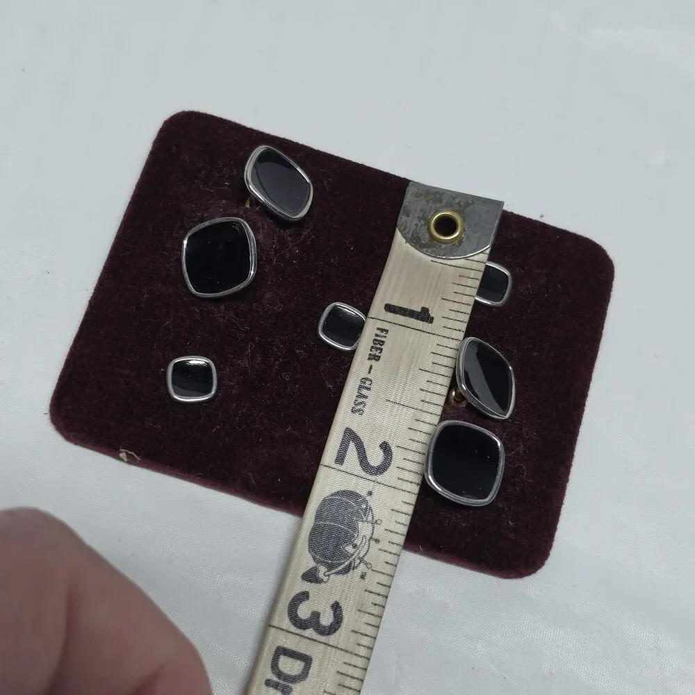 Vintage Krementz Art Deco Cufflink & Stud Set with Black Onyx In Original Case